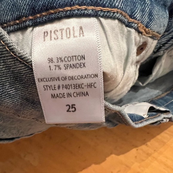 Pistola Women’s Tuxedo Stripe Blue Denim Jean Distressed Shorts Size 25. - Picture 6 of 6